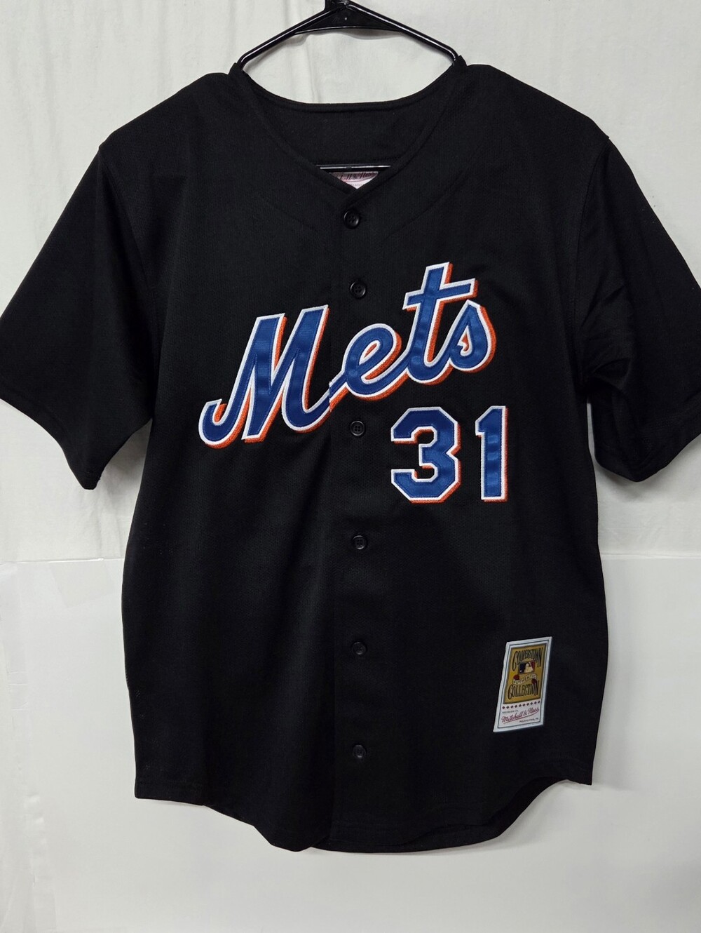 AUTHENTIC Mike Piazza New York Mets Black Jersey Mitchell & Ness Cooperstown Y L